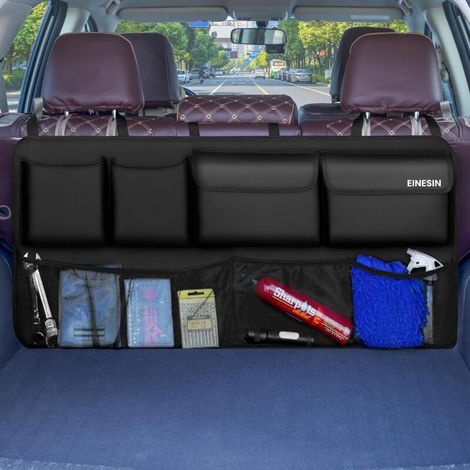 Sac organisateur de coffre de voiture, sac de rangement pliable multifonctionnel, 7 poches, convient aux SUV, noir (90x46 cm) (1/5)