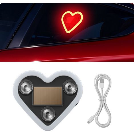 Lumière d'ambiance néon LED en Forme de cœur à énergie Solaire, sans Fil, lumière ambiante pour la décoration de Voiture de la Saint-1PCS (1/5)