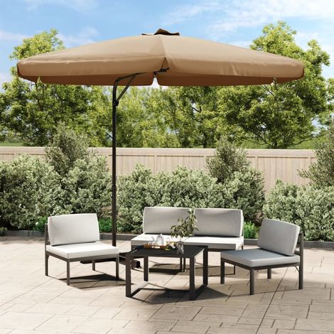 Parasol d'extérieur, Parasol de balcon avec mât, Parasol jardin, Protection Solaire en acier 300 cm Taupe HNDX630618