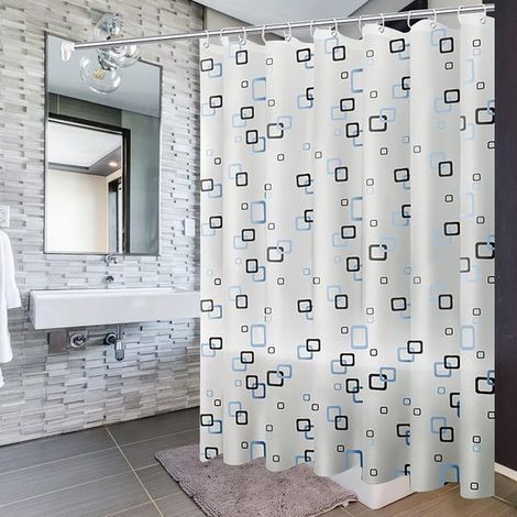 Rideau de douche, 200x200cm par pièce, avec doublure à scratch, anti-moisissure, antibactérien, imperméable et lavable, convient aux salles de bains. (1/5)