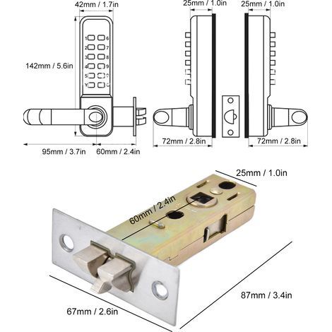 Double-sided mechanical combination lock with handle, wrought iron fence gate lock for house gate (1/5)