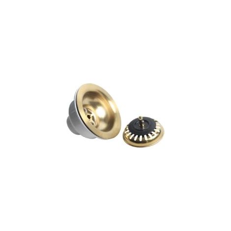 Escurridor de lavabo de 114 mm - Kit de desagüe para un solo lavabo - Kit de desagüe - Oro cepillado SUS304 - Filtro XK223C041-K, XK223C041-Oro cepillado-Crezuo