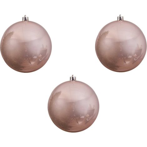 OFFERTA 3 PALLINE DI NATALE 14 CM ROSA CIPRIA ADDOBBI APPENDIBILI DECORO ALBERO