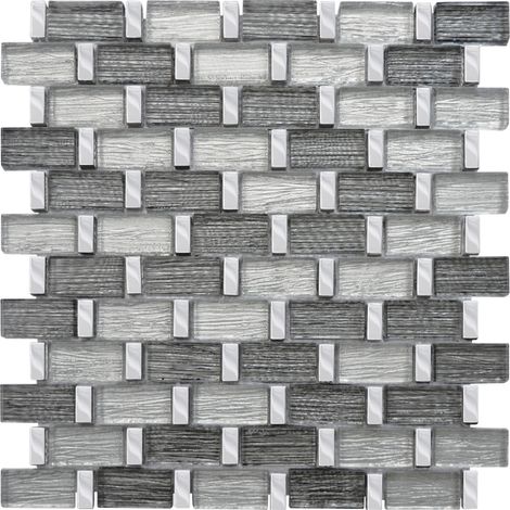 MOSAIQUE TISSU BRIQUETTE MIX CASA LINEA 1 PLAQUE 30 x 30 CM CASA LINEA