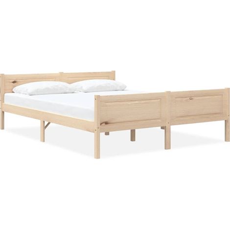 Cadre de lit 160 x 200 cm en bois de pin massif avec sommier à lattes, sans matelas - PANGIVO (1/5)