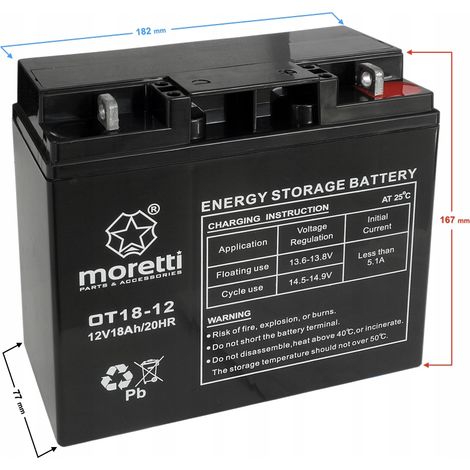 Batteria Moretti Gel 12V 18AH al gel per tosaerba QUAD CF MOTO POLARIS (1/5)