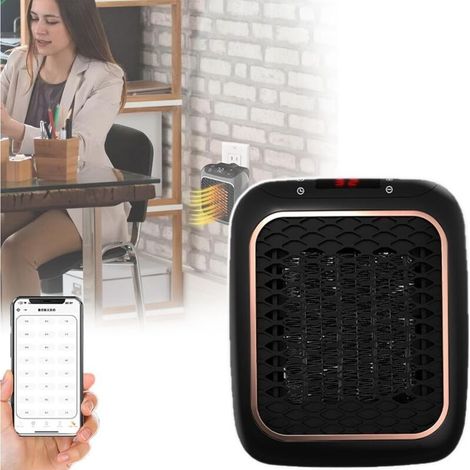 Chauffage en Céramique, Mini Thermostat Domestique, Chauffage Électrique À 1 Degré, Contrôle du Flash Bluetooth/Connexion Mini-Programme, Silencieux, Corps en Matériau Ignifuge,Black (1/5)