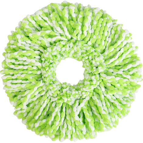 Tête de balai rotative en microfibre, recharge, balai magique rotatif à 360° pour le nettoyage (vert et blanc) (1/5)