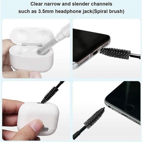 Kit de nettoyage pour Airpod, stylo de nettoyage Supfine Airpods Pro, kit de nettoyage multifonction brosse douce pour port de charge de téléphone, écouteurs, écouteurs, écouteurs, iPod, étui, iPhone (1/4)
