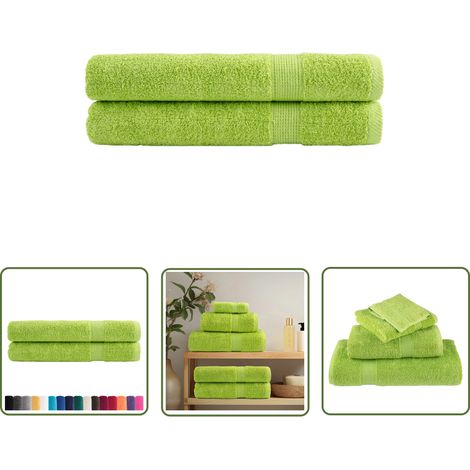 The Living Store Premium-Handtücher SOLUND 2 Stk. Apfelgrün 100x200 cm 600 g/m² - Baumwolle - Handtücher - Badezimmertextilien - Waschechte Farben - Öko Tex Standard 100 (1/5)