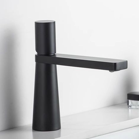 Robinet de Lavabo pour Salle de Bain Noir Monocommande Laiton Chaud et Froid Mitigeur Lavabo Noir (1/5)
