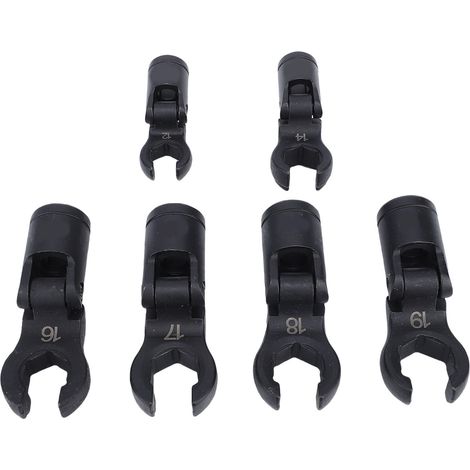 Jeu 6 clés à tuyauter embout 1/2 3/8 pouces 6 pans tête flexible pour conduite carburant 12 14 16 17 18 19 mm (1/5)