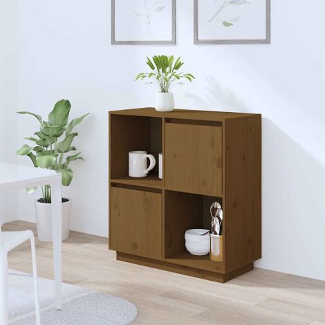 Aparador de madera maciza de pino marrón miel 74x35x80 cm (1/4)