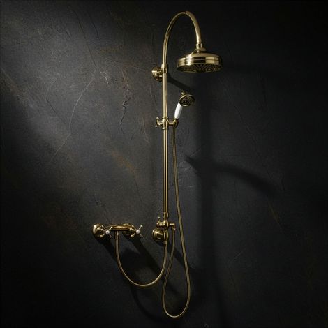 PaulGurkes Ensemble de Douche Doré Système de Douche Plafonnier Nostalgie Rétro Vintage