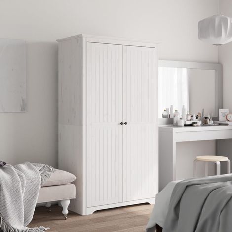 Garde-robe moderne,Armoire de rangement Penderie,Armoire de vêtements BODO blanc 101x52x176,5 cm bois massif de pin -BonneVie53983 (1/5)