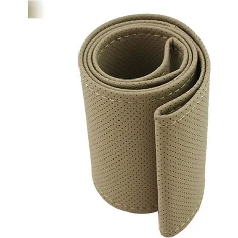 Housse de volant (beige 40 cm) cousue main en cuir microfibre, absorbante et respirante. (1/5)