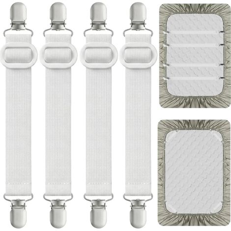 4er Set Bettlakenspanner, verstellbar 35-130cm, mit Metallclips, für Matratzen & mehr