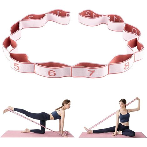 Sangle de Yoga, Band D'étirement de Yoga avec 12 Boucles, Band Elastique Sport, Yoga Stretch Bandes, Jambes Ceinture D'étirement des Ligaments, Sangle de Yoga Elastique pour Yoga, Fitness, Pilates