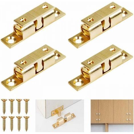 Loqueteau d'Armoire Ferme-Portes Loquet à Bille De Porte Laiton Loquet à Double Boule En Laiton Loquet à Double Rouleau Pour Placard Meubles Porte Armoire Loquet Serrure De Portiere (4 Pcs) (1/5)