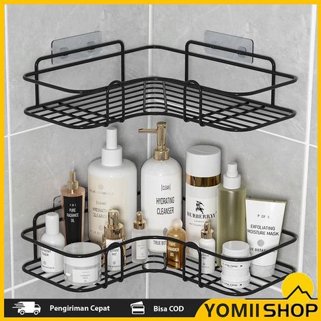 Beyamis Étagère triangulaire murale sans perçage pour salle de bain, rangement pour toilettes, douche et lavabo. (1/5)