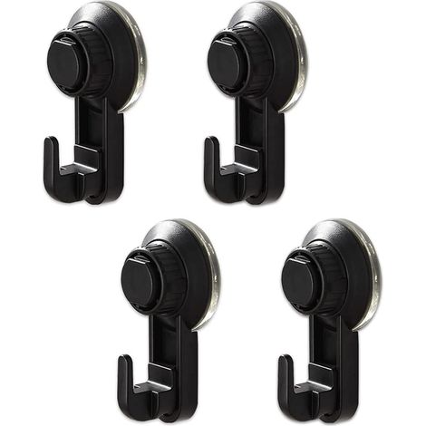 MINKUROW Confezione Da 4 Ganci Per Ventosa Sottovuoto, Ganci Per Aspirazione Extra Forte Senza Perforazione Per Finestra In Vetro Bagno Cucina Bagno Doccia, Riutilizzabili 2000 Volte, Max 5 Kg (Nero) (1/5)