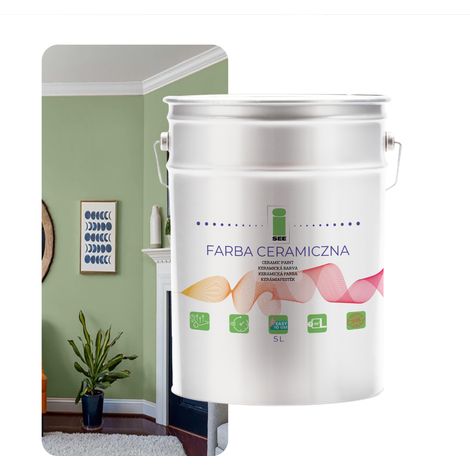 Peinture murale céramique lavable vert sauge 5L résistante aux taches (1/5)