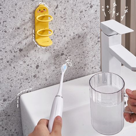 Porte-brosses à dents électriques MaiMengDuck, fixation murale, support mural sans perçage, étagère de rangement pour brosses à dents de salle de bain pour couples. (1/5)