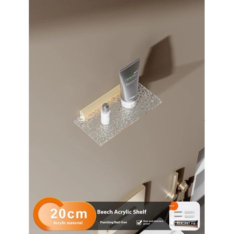 (B1) Étagère de salle de bain en noyer, vasque en acrylique, support mural pour WC, rangement pour produits cosmétiques, plateau simple (1/5)