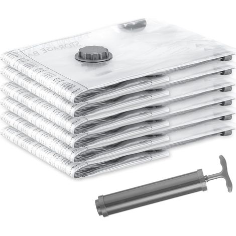 Lot de 6 Sacs sous vide, 40x60 cm, Sans BPA, Pour vêtements et couettes, Rangement compact