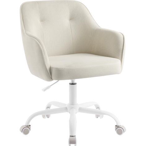 SONGMICS Sedia da Ufficio, Sedia Girevole, Regolabile in Altezza, Portante 110 kg, Struttura Acciaio, Tessuto di Velluto a Coste, Studio, Camera da Letto, Beige Sabbia OBG019LZ01 (1/5)
