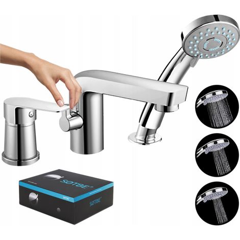 Rubinetto per vasca da bagno indipendente, 3 fori, per il bordo della vasca, set per vasca da bagno SOTBE (1/5)