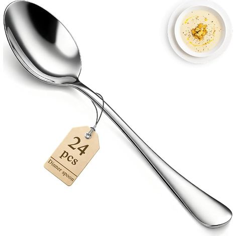 Set mit 24 lebensmittelechten Edelstahl-Suppenlöffeln für den Gebrauch zu Hause, in der Küche oder im Restaurant, hochglanzpoliert, spülmaschinenfest (1/5)