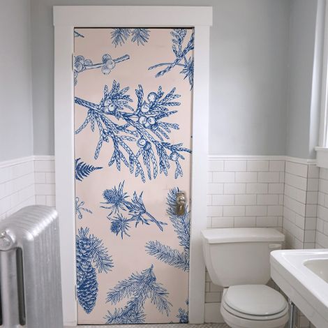 Sticker Porte Plantes Bleues Wall Sweet Home, Décoration Intérieure, 204 cm X 83 cm, Idéal pour Portes Intérieures (1/4)