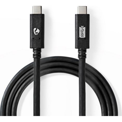 Cable usb usb 32 generacion 2 usb c macho usb c macho 100 vatios 4k60hz 10 gbps niquelado 100m redondo pvc negro caja