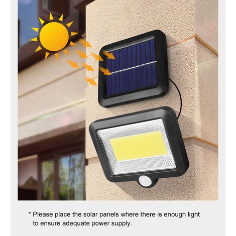 GROOFOO Lampe solaire d'extérieur avec détecteur de mouvement 100 LED, étanche à 120° IP65 Lampe solaire de jardin avec câble de 5 m (1/5)