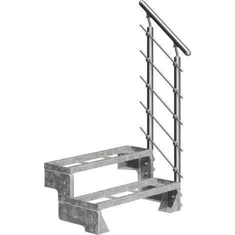 Dolle Außentreppe Gardentop 36-44cm Geschosshöhe mit Einlegerahmen 80cm breit mit Prova-Geländer