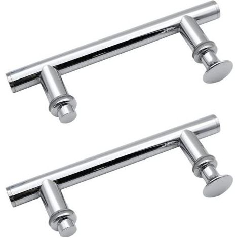 Lot de 2 poignées de porte de douche rondes en acier inoxydable avec bouton en plastique de 145 mm de diamètre pour cabine de douche, cabine de douche (1/5)
