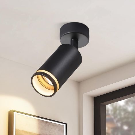 ZMH Spot de Plafond Noir 1 Ampoule Lampe de Couloir Plafonnier Moderne Spot GU10 Spots Pivotant Plafonnier Intérieur en Métal Spots de Plafond pour Couloir Cuisine Salon sans Ampoule (1/5)