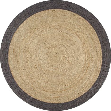 Tapis en jute fait main avec bordure gris foncé, 90 cm (1/5)