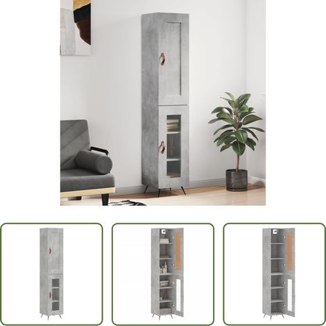 Armoire - Buffet haut Gris béton 34,5x34x180 cm Bois d'ingénierie (1/5)