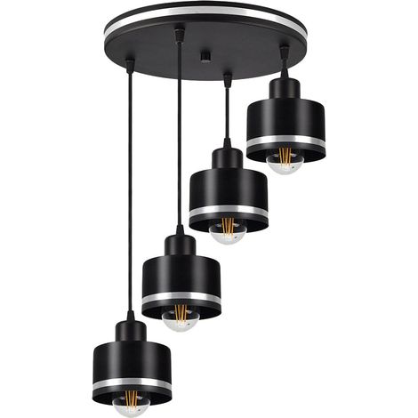 Lampadario Candellux WAMA nero/argento 4xE27 Ø37cm