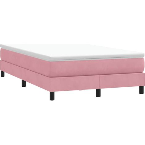 Cama box spring sin colchón terciopelo rosa 120x210 cm (1/5)