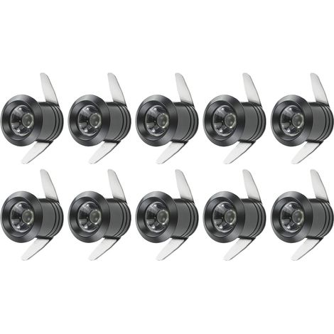 10 spots encastrés,LED 1W,200 lumens,métal,IP20,vitrine,cuisine (1/5)