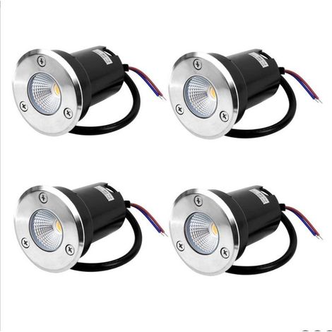Spot encastrable au sol à LED 4, lampadaire encastré 5W pour l'extérieur, Spot encastrable au sol extérieur, antirouille, chargeable jusqu'à 800 kg, 12V-24V DC, acier inoxydable rond blanc (Blanc Chau (1/5)