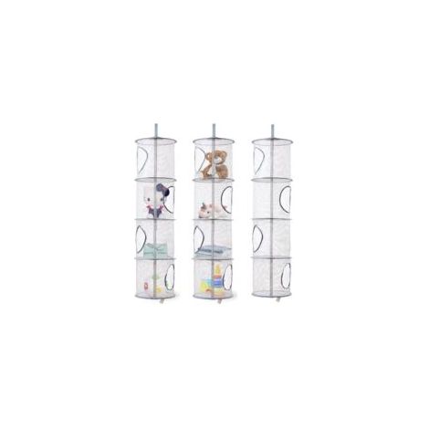 Sac Rangement Filet Enfant - 2 pièces, Sac Rangement Filet Suspendu 4 Niveaux Pliable - Gris (3 pièces), Pour Enfants/Peluches (1/4)