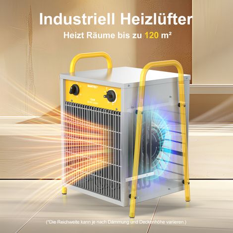Industrie-Elektroheizer 15kW - Robuster Gebläseheizer mit Überhitzungsschutz, ideal für Baustelle & Garage - DAHTEC