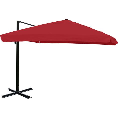 [NEUWERTIG] Gastronomie-Ampelschirm HHG-329, Sonnenschirm, 3x4m (Ø5m) Polyester/Alu 26kg Flap, bordeaux ohne Ständer