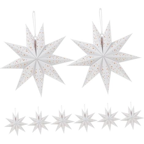 Lanterne Étoile Papier à Neuf Branches Suspension Décorative (1/5)