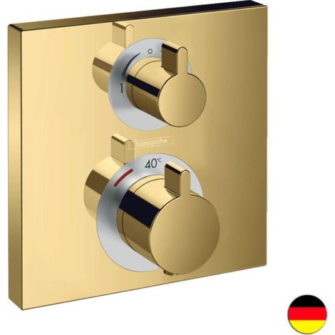 Hansgrohe Ecostat Square - Robinet thermostatique encastré avec 2 fonctions, aspect doré poli 15714990