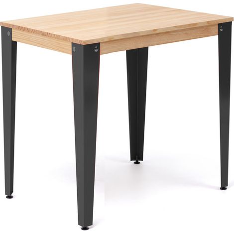 Mesa Lunds 70x70x75cm Negra en madera maciza de pino acabado natural estilo nórdico industrial Box Furniture (1/5)